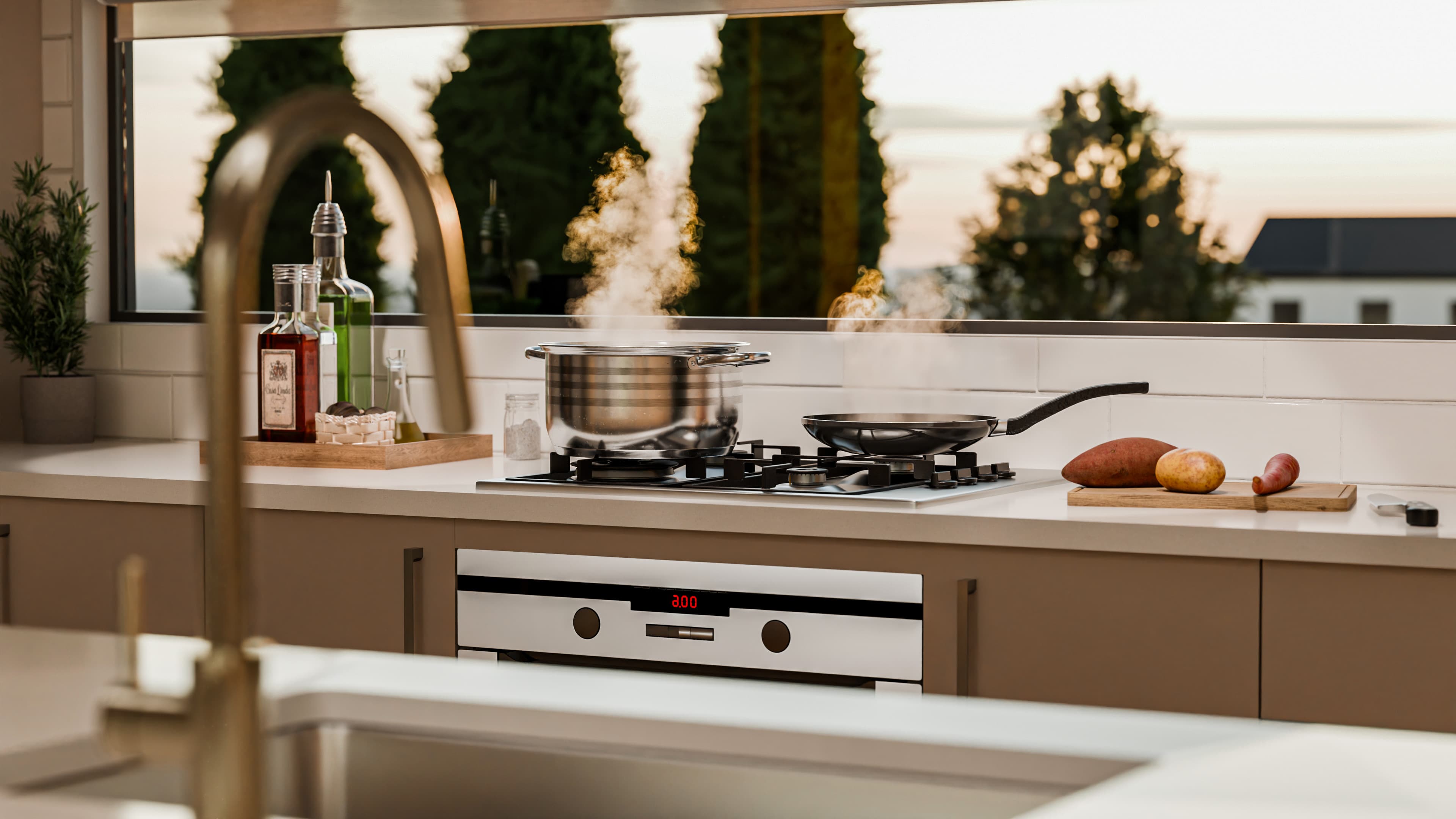 Cooking in the kitchen at The Horsham Residences